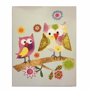 Girly Children's Owl Canvas Art 22 x 16